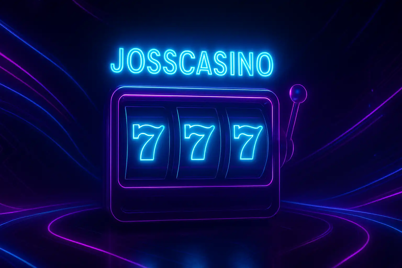 Φόντο νέον του JossCasino με λαμπερούς τροχούς